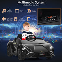 INFANS 12V Licensed Lamborghini Sian Kids Ride on Car with Parent Remote Control, Electric Toy Roadster Carbon Fiber Textured