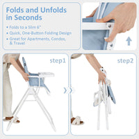 INFANS Baby High Chair, Quick Folding Portable Highchair for Babies and Toddlers with Adjustable Footrest Removable Dishwasher Tray PU Seat