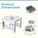 INFANS Kids Table and Chair Set, 4 in 1 Building Block Wooden Activity Desk with Reversible Tabletop for Toddlers