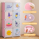 INFANS Children Wardrobe, Kid Closet, Cute for Kids Bedroom Nursery Armoire with 8 Cube, Kid Clothes Storage Organizer