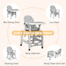 INFANS 5 in 1 Baby High Chair, Convertible Toddler Table Chair Set, Rocking Chair, Multi-Function Seat with Lockable Universal Wheels