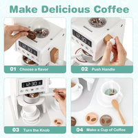 INFANS Corner Kids Kitchen Playset, Toddler Wooden Pretend Cooking Set with Lights Sounds Coffee Machine Washing Machine