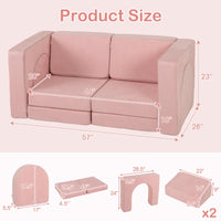 INFANS Modular Kids Play Couch, 8 PCS Toddler Creative Sectional Fort Building Sofa