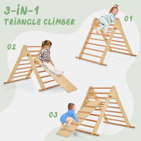 INFANS Climbing Toys for Toddlers, 3 in 1 Foldable Kids Wood Montessori Pikler Climber Ladder with Ramp, Slide