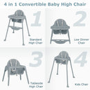 INFANS 4 in 1 Baby High Chair, Convertible Highchair for Babies and Toddlers, Infant Feeding Highchairs with Removable Tray Adjustable Footrest