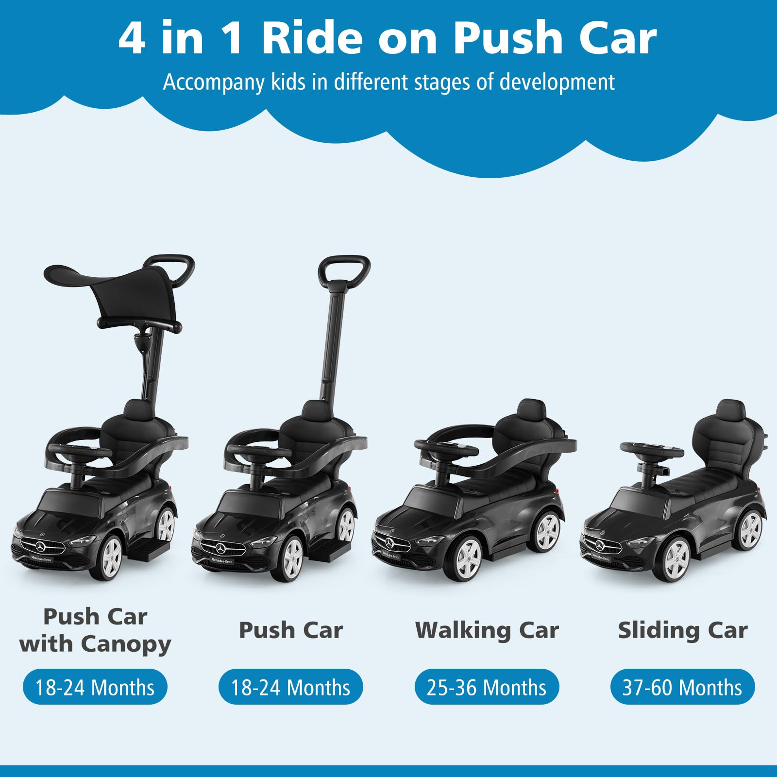 Licensed Mercedes Benz Push Car for Toddlers by INFANS
