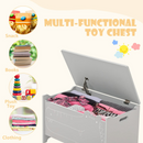 INFANS Wooden Toy Chest , Wide Kids Toy Box Storage Space with Safety Hinge and Handles INFANS