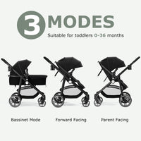 INFANS 2 in 1 Baby Stroller, High Landscape Infant Stroller, Foldable Pushchair
