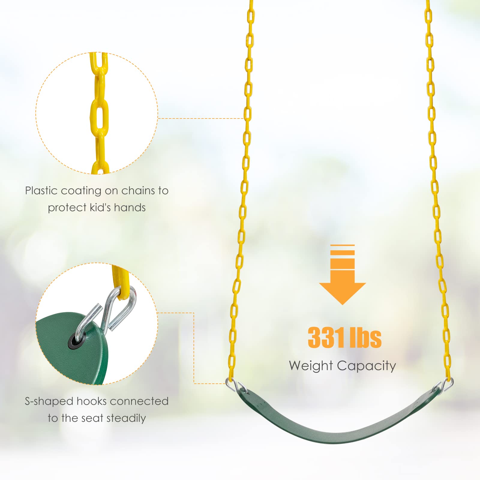 Kids Toddler Toy Adjustable Saucer Swing and Heavy Duty Belt Swing Seat for Indoor Outdoor Activity INFANS