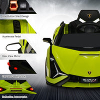 INFANS 12V Licensed Lamborghini Sian Kids Ride on Car with Parent Remote Control, Electric Toy Roadster Carbon Fiber Textured