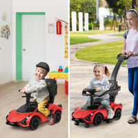 INFANS 3 in 1 Ride on Push Car, Licensed Lamborghini Baby Stroller Sliding Walking Car with Push Handle