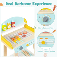 INFANS Kids Grill Playset, Wooden Pretend BBQ Toy Set with 21 Food Accessories, Role Play Kitchen Cooking Set