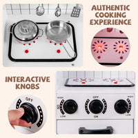 INFANS Play Kitchen for Kids, Wooden Kids Play Kitchen Playset with Realistic Light & Sounds, Children Pretend Cooking Toy Set