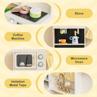 INFANS Kids Kitchen Playset Cooking Toy Kitchen Set with Coffee Machine Stove Removable Sink Microwave Storage Cabinet