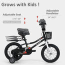 INFANS Kids Bike 12 Inch Toddlers Bike with Training Wheels Basket Adjustable Seat Handbrake and Coaster Brake