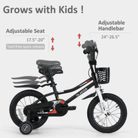 INFANS Kids Bike 12 Inch Toddlers Bike with Training Wheels Basket Adjustable Seat Handbrake and Coaster Brake