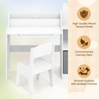 INFANS Kids Table and Chair Set, Toddler Art Craft Play Wood Activity Desk with Chairs, Children Furniture