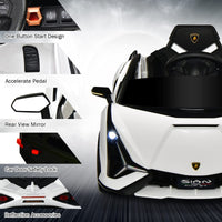 INFANS 12V Licensed Lamborghini Sian Kids Ride on Car with Parent Remote Control, Electric Toy Roadster Carbon Fiber Textured
