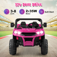 INFANS 2 Seater Ride on UTV, 12V Kids Electric Vehicle Dump Truck, Toddlers Battery Powered Car with Music