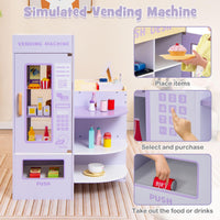 INFANS Kids Grocery Store Playset, Wooden Supermarket Toy Set with Cash Register, Vending Machine, Pretend Play Store