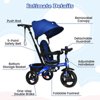 INFANS Kids Tricycle, 4 in 1 Stroll Trike with Adjustable Push Handle, Suitable for 10 Months to 5 Years