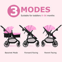 INFANS 2 in 1 Baby Stroller, High Landscape Infant Stroller, Foldable Pushchair