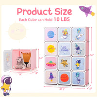 INFANS Children Wardrobe, Cute for Kids Bedroom Nursery Armoire with 12 Cube, Kid Clothes Storage Organizer