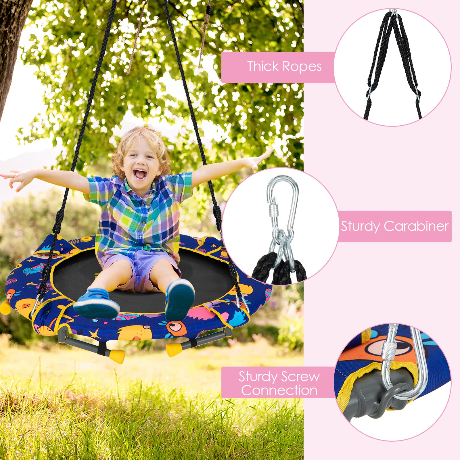 INFANS 2 in 1 Swing and Trampoline Combo, 36 Inch Foldable Hammock Saucer Tree Swing Bouncer