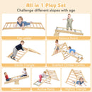 INFANS Pikler Triangle Set 7 in 1 Climbing Toys for Toddlers Foldable Baby Wood Montessori Jungle Gym