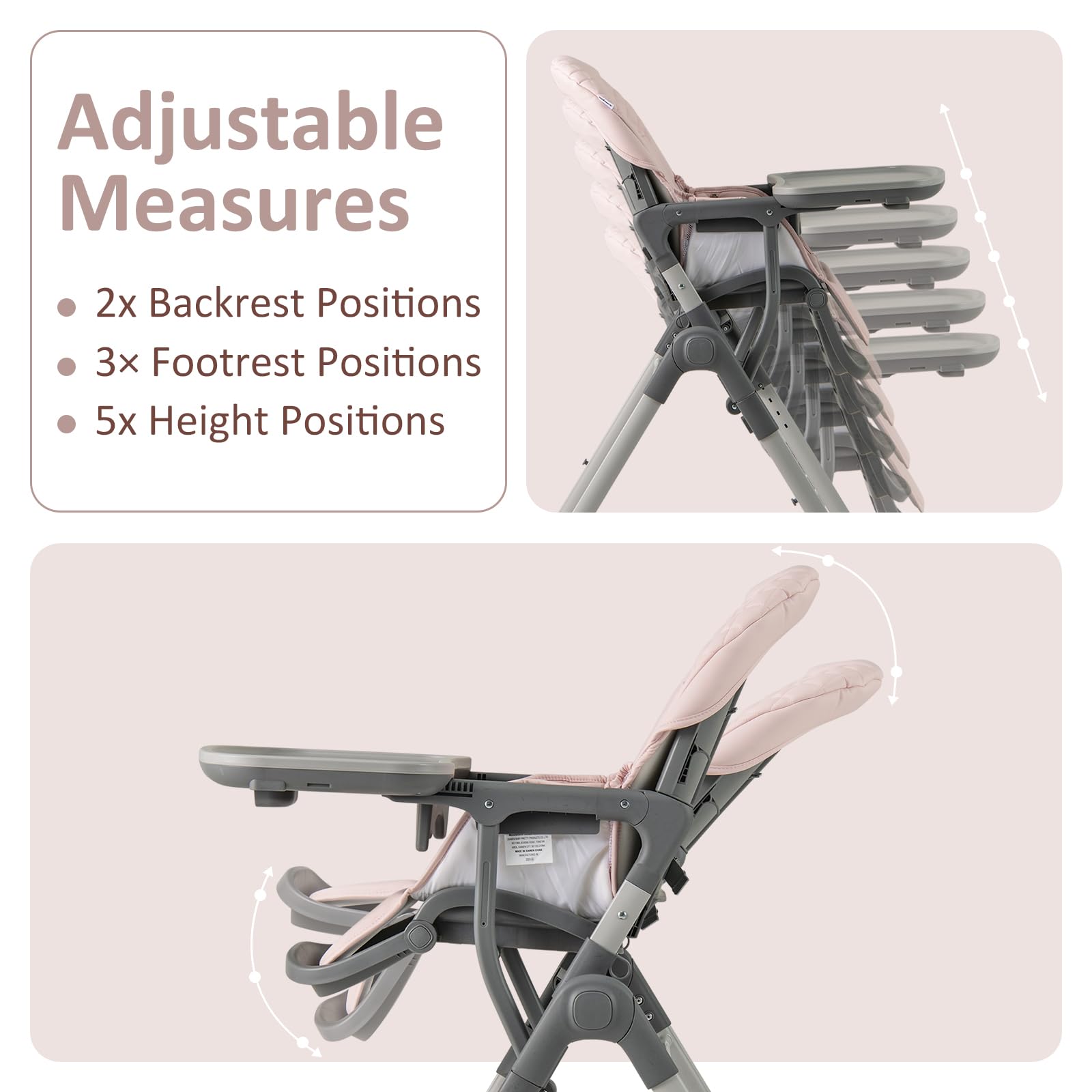 INFANS Baby High Chair, Convertible Quick Folding Portable Highchair for Babies with Wheels Removable Tray