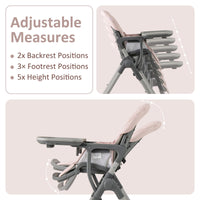 INFANS Baby High Chair, Convertible Quick Folding Portable Highchair for Babies with Wheels Removable Tray