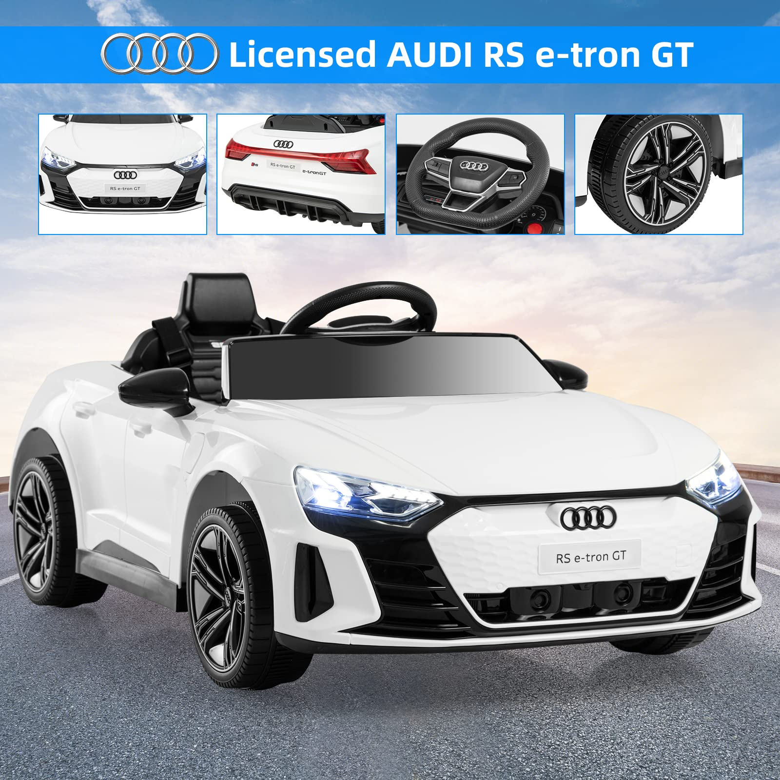 INFANS 12V Kids Ride On Car, Licensed Audi RS e-tron GT Electric Vehicle with Remote Control INFANS