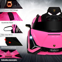 INFANS 12V Licensed Lamborghini Sian Kids Ride on Car with Parent Remote Control, Electric Toy Roadster Carbon Fiber Textured