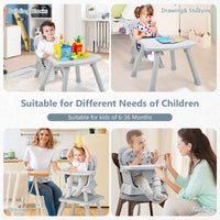 INFANS 8 in 1 Baby High Chair, Convertible Highchair for Babies and Toddlers, Infant Dining Booster Seat, Kids Stool Table Chair Set