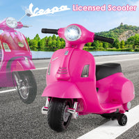 INFANS Licensed Vespa Kids Motorcycle, 6V Battery Powered Motorbike for Toddlers with Training Wheels, Horn, LED Lights