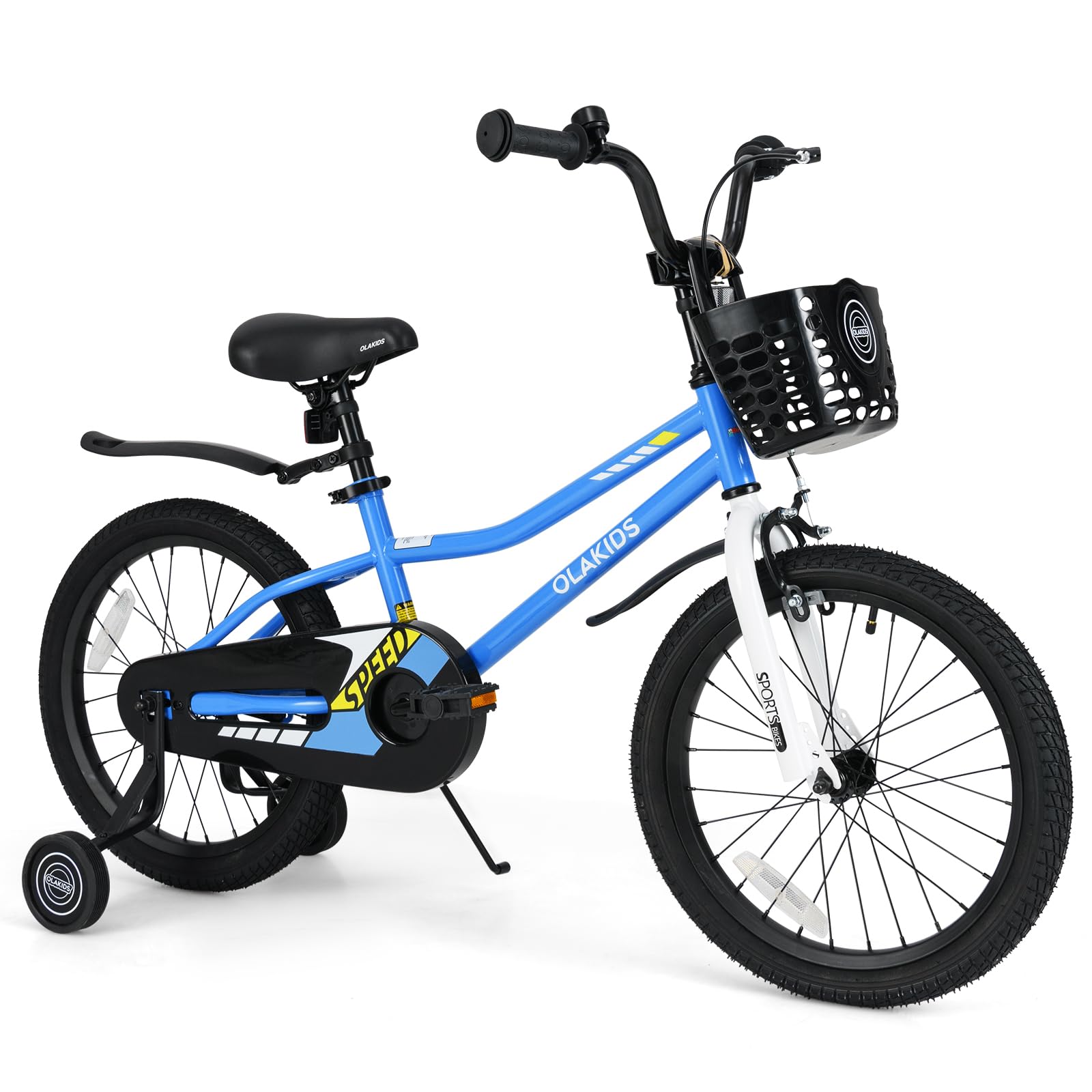 INFANS Kids Bike 12 Inch Toddlers Bike with Training Wheels Basket Adjustable Seat Handbrake and Coaster Brake