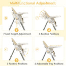 INFANS High Chair for Babies and Toddlers, Foldable Highchair with 7 Different Heights 4 Reclining Backrest Seat
