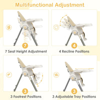INFANS High Chair for Babies and Toddlers, Foldable Highchair with 7 Different Heights 4 Reclining Backrest Seat