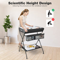INFANS Baby Changing Table, Folding Diaper Station Portable Nursery Organizer with Safety Belt and Storage Racks