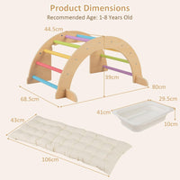 INFANS Wooden Arch Climber Rocker with Soft Cushion, 6 in 1 Montessori Climbing Toys for Toddlers, Gym Playset Gift for Kids