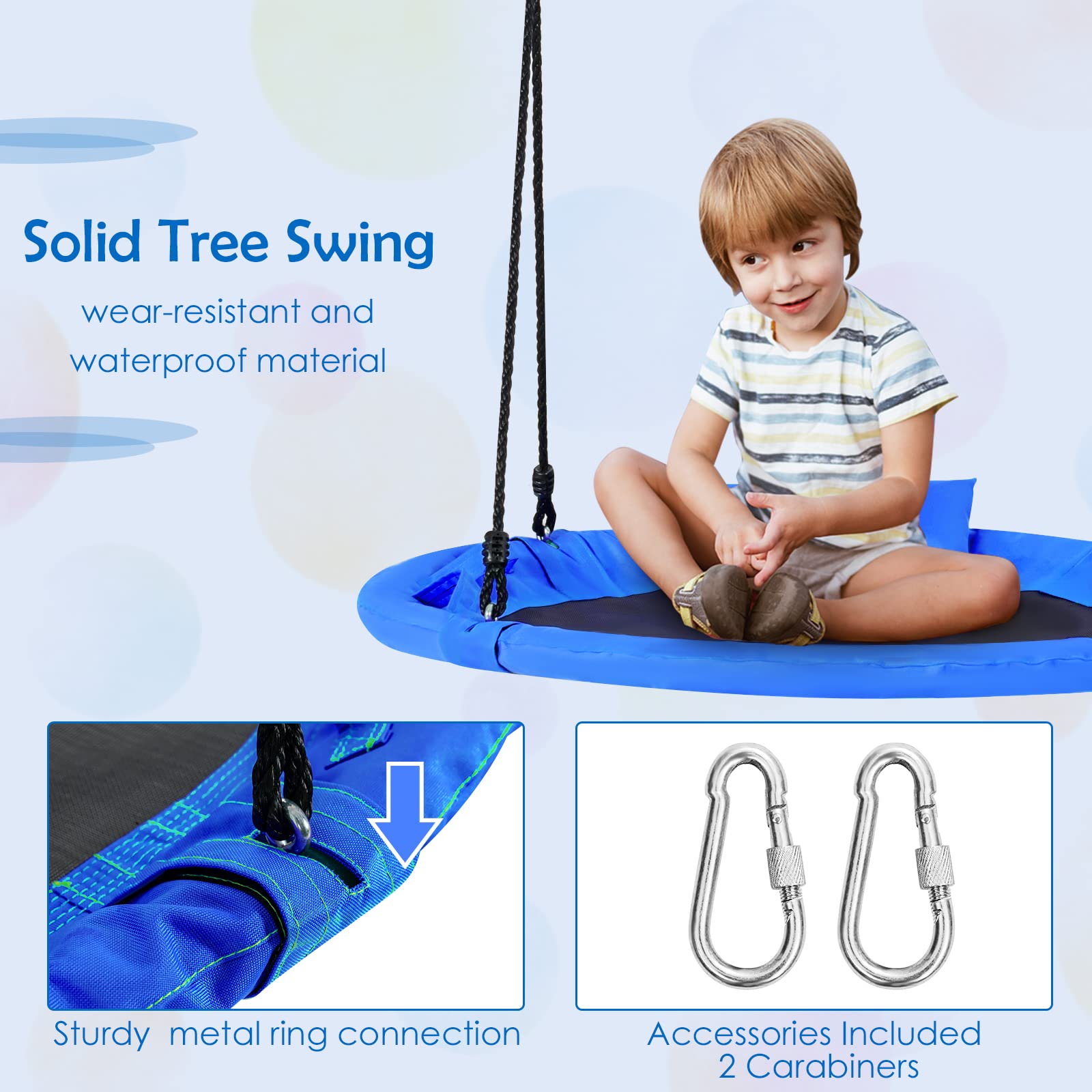 INFANS 660lbs 40 Inch Saucer Tree Swing, Round Flying Swing Seat for Kids, Outdoor Round Platform Swing