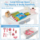 INFANS Kids Vanity, 2 in 1 Princess Makeup Desk Set, Wooden Dressing Table, Pretend Play Vanity Set