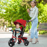 INFANS Kids Tricycle, 4 in 1 Stroll Trike with Adjustable Push Handle, Suitable for 10 Months to 5 Years