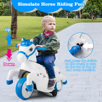 INFANS 2 in 1 Ride on Motorcycle and Horse, Unicorn 6V Battery Powered Ride on Toy with Up & Down Function, Kids Electric Vehicle