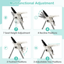 INFANS High Chair for Babies and Toddlers, Foldable Highchair with 7 Different Heights 4 Reclining Backrest Seat 3 Setting Footrest INFANS