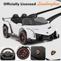 INFANS 2 Seater Kids Ride on Car, 12V 4WD Licensed Lamborghini Veneno Powered Electric Vehicle with Rocking Mode, Remote Control