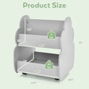 INFANS Kids Bookshelf with Wheels, Wooden Bookcase Toy Storage Cabinet Organizer Holder