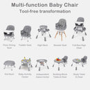 INFANS 9 in 1 High Chair, Convertible Baby Highchair, Table and Chair Set Building Block Infant Dining Booster Seat