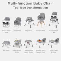 INFANS 9 in 1 High Chair, Convertible Baby Highchair, Table and Chair Set Building Block Infant Dining Booster Seat