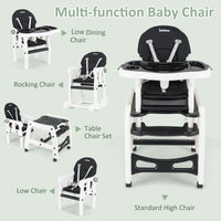 INFANS 5 in 1 Baby High Chair, Convertible Toddler Table Chair Set, Rocking Chair, Multi-Function Seat with Lockable Universal Wheels